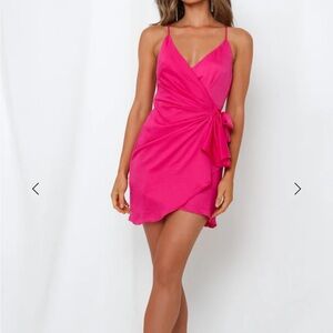 Elegant Pink Wrap Dress